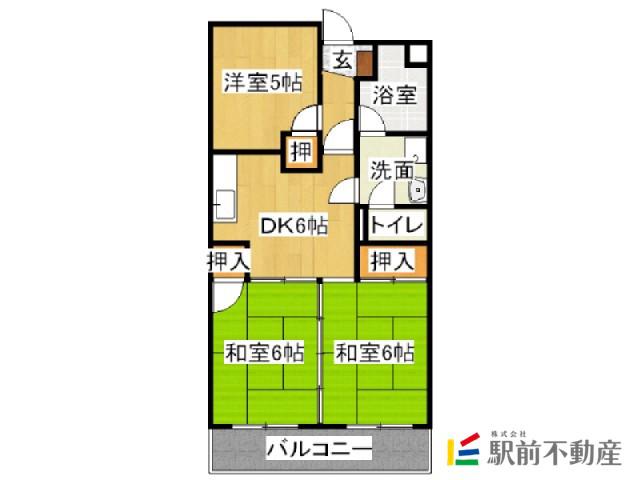 江崎第一コーポ(3DK/3階)の間取り写真