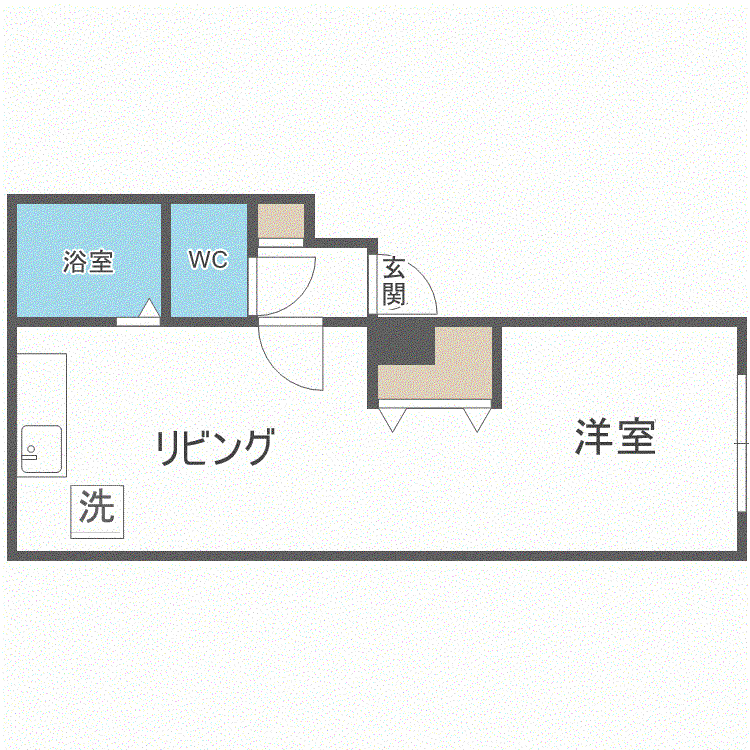 ハーベスト38(1DK/1階)の間取り写真