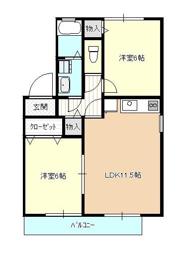 リバーサイドピア(2LDK/2階)の間取り写真