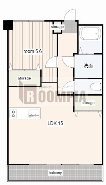 長良パークマンション(1LDK/4階)の間取り写真