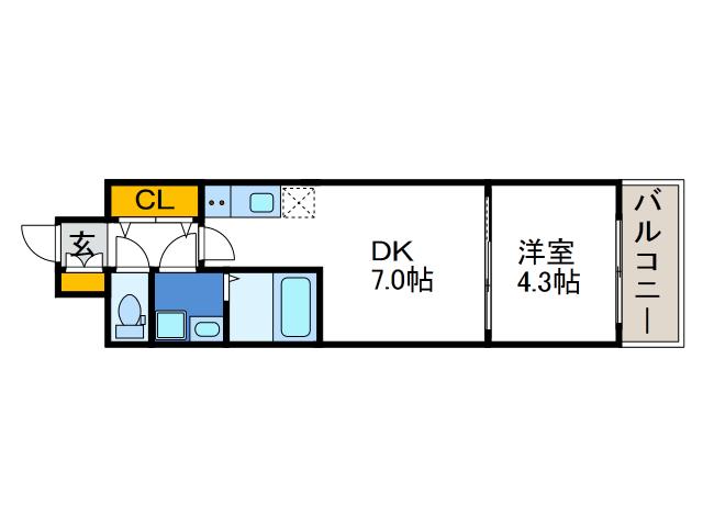 レオンコンフォート九条ガレリア(1DK/12階)の間取り写真