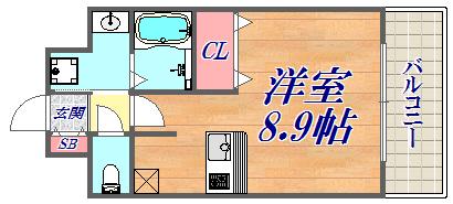 ファーストフィオーレ三宮イースト2(1K/3階)の間取り写真