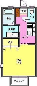 セレーナK(1K/1階)の間取り写真