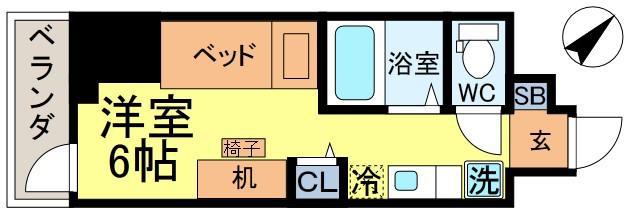 ライジングメゾン新小岩(ワンルーム/9階)の間取り写真