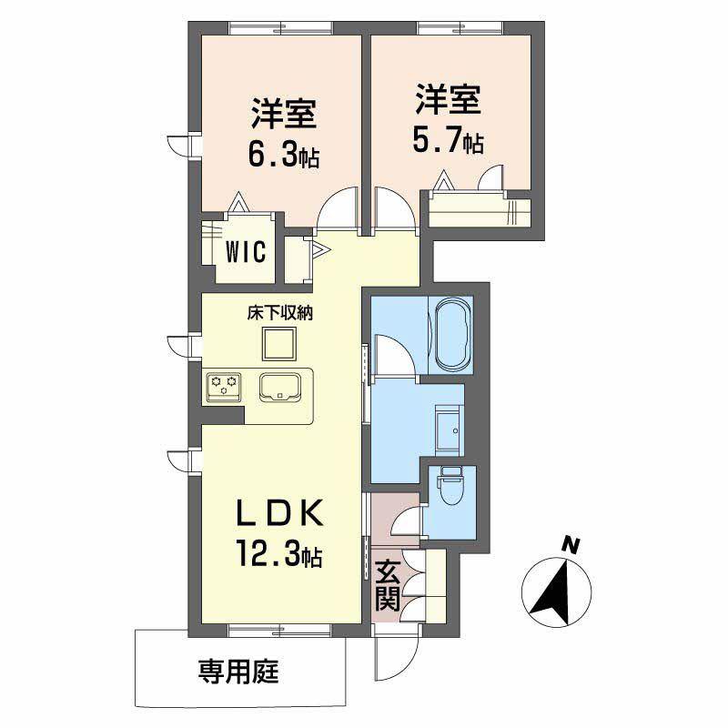 シャーメゾンリズ(2LDK/1階)の間取り写真