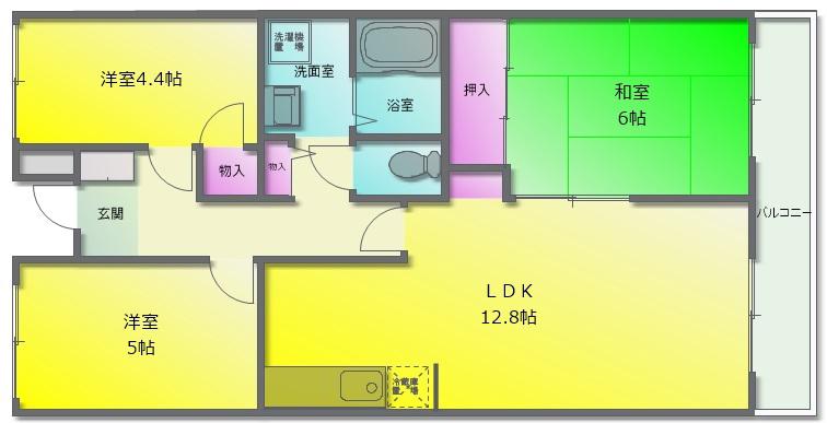 カサベルデ大正(3LDK/3階)の間取り写真