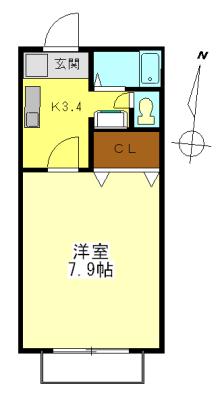 ソフィアK(1K/1階)の間取り写真
