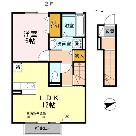 SEYNY島田(1LDK/2階)の間取り写真