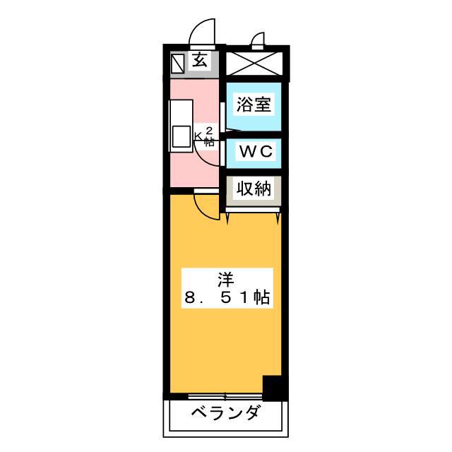 服部園ビル(1K/2階)の間取り写真