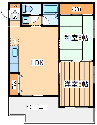 アルカサール小机(2LDK/2階)の間取り写真