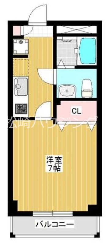 惣内ハイツ(1K/2階)の間取り写真