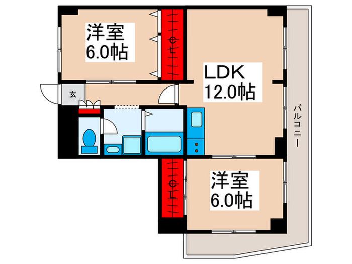 エクセレントアベ(2LDK/4階)の間取り写真