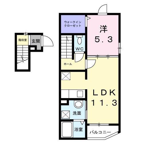 フェリス デ パソス(1LDK/2階)の間取り写真