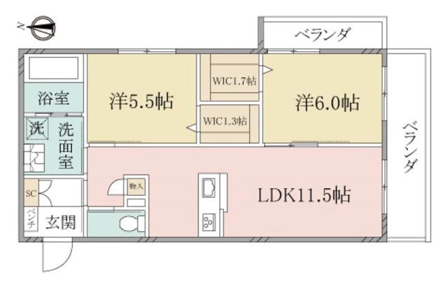 ヘーベルヴィレッジ南浦和IV春夏秋冬(2LDK/2階)の間取り写真