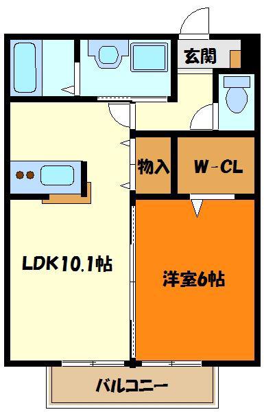 ディア・ロードR(1LDK/1階)の間取り写真