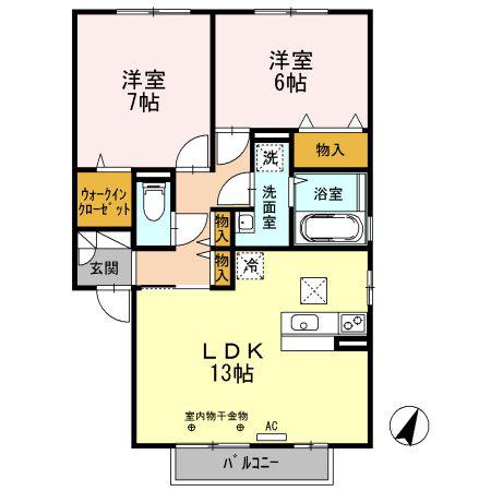 WILL HOUSE(2LDK/1階)の間取り写真