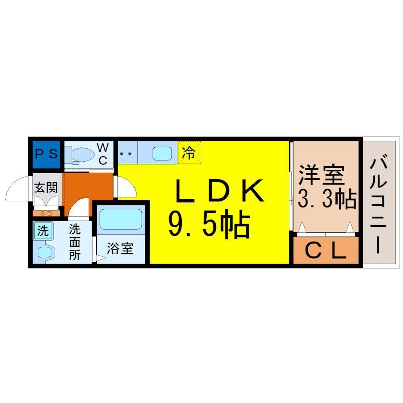 アルバーノ千種SPICA(1LDK/2階)の間取り写真