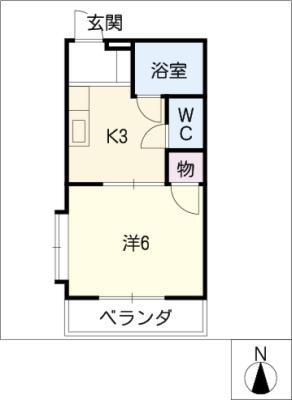 サンハイツ緑ヶ丘(1K/2階)の間取り写真