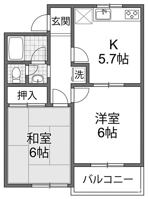 アビタシオン峠(2DK/2階)の間取り写真