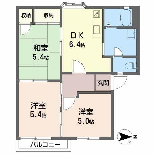 ファミールプラザA(3DK/2階)の間取り写真