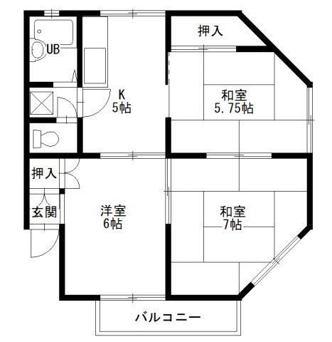 グリンヒルミハラ(3K/2階)の間取り写真