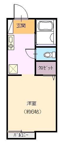 甲南ハイツ(1K/2階)の間取り写真