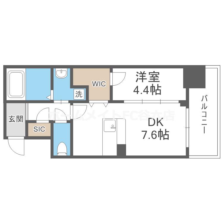 LA WAISON NAMBA ウエスト(1DK/4階)の間取り写真