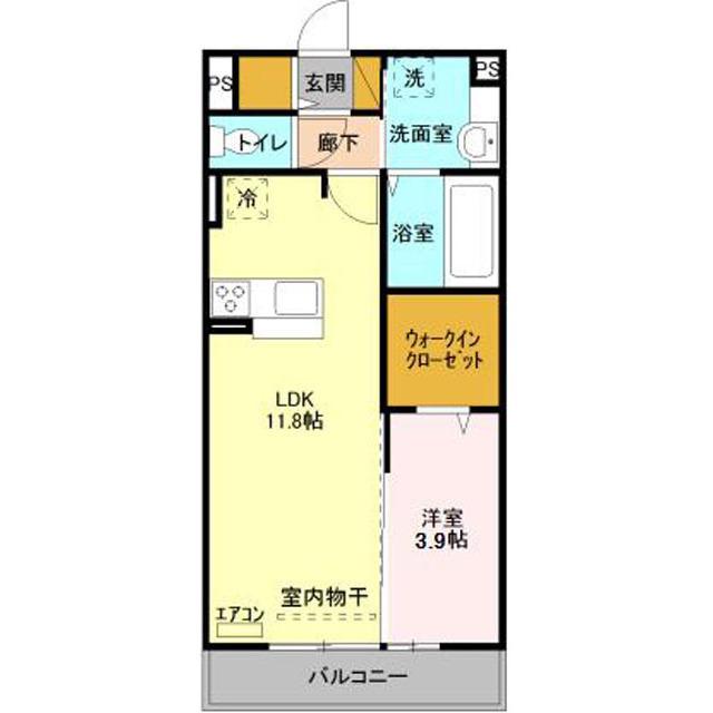 ハイライズ学園の森(1LDK/2階)の間取り写真