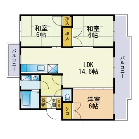 エクセレント・フジ2(3LDK/3階)の間取り写真