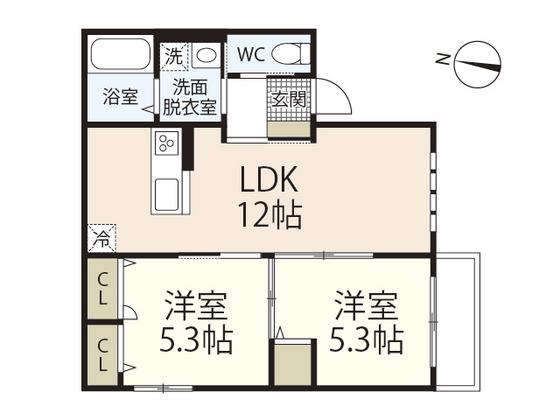 アイリーハピネ(2LDK/1階)の間取り写真