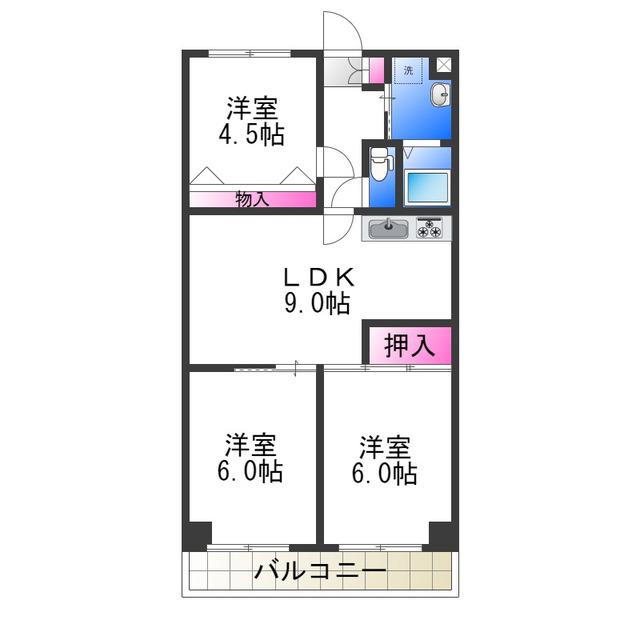 プレセランス(3DK/3階)の間取り写真