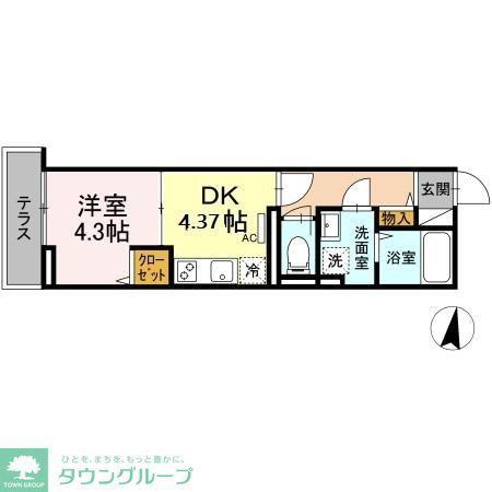 セレスティア白鷺(1DK/1階)の間取り写真