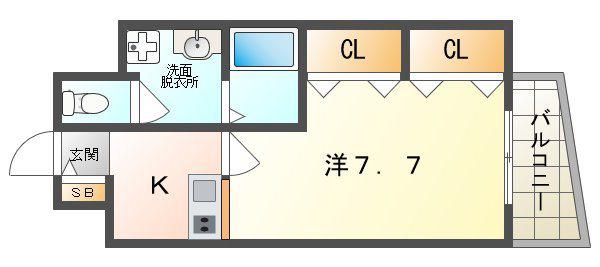 HOMMAGE A(1K/7階)の間取り写真