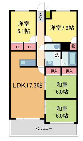 宝塚ヒルズ(4LDK/3階)の間取り写真