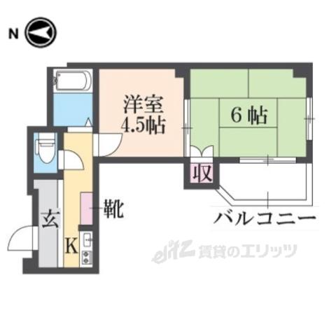 エンゼルハイツ小阪本町(2K/3階)の間取り写真