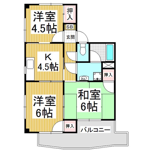 スカイコート21(3K/1階)の間取り写真
