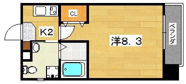 プラディオ交野(1K/6階)の間取り写真