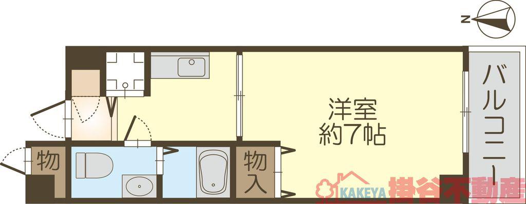 サンピラー茨木 BYK&I(1K/3階)の間取り写真