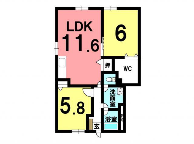 セーデシエンス16(2LDK/1階)の間取り写真