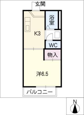ブランドール S A棟(1K/2階)の間取り写真