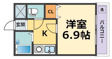 アベニュー曙(1K/3階)の間取り写真