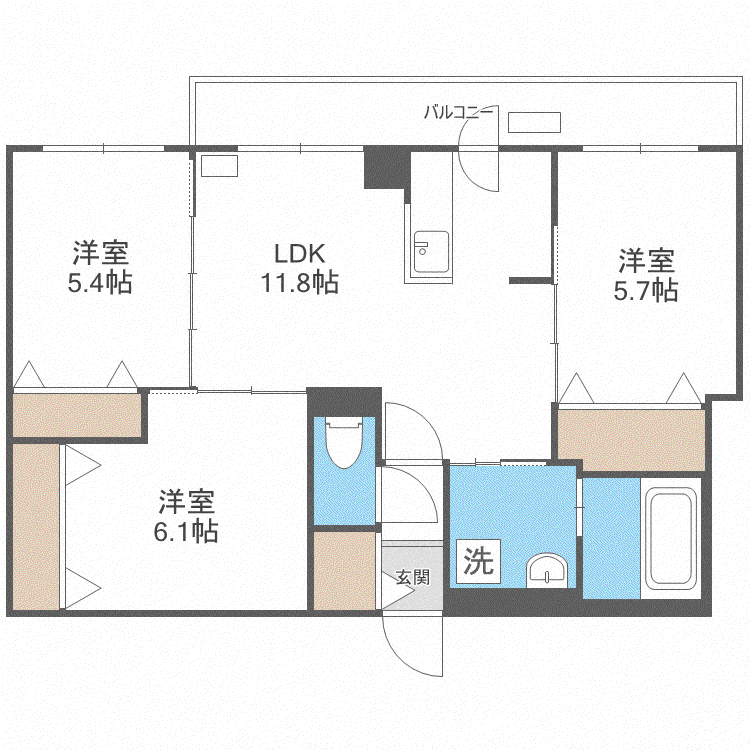 ZABO HILLS HONCHO(3LDK/4階)の間取り写真