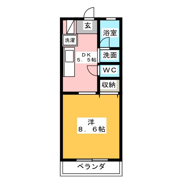エクセル所沢(1K/2階)の間取り写真
