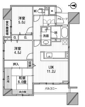 アーデンタワー新町(3LDK/10階)の間取り写真