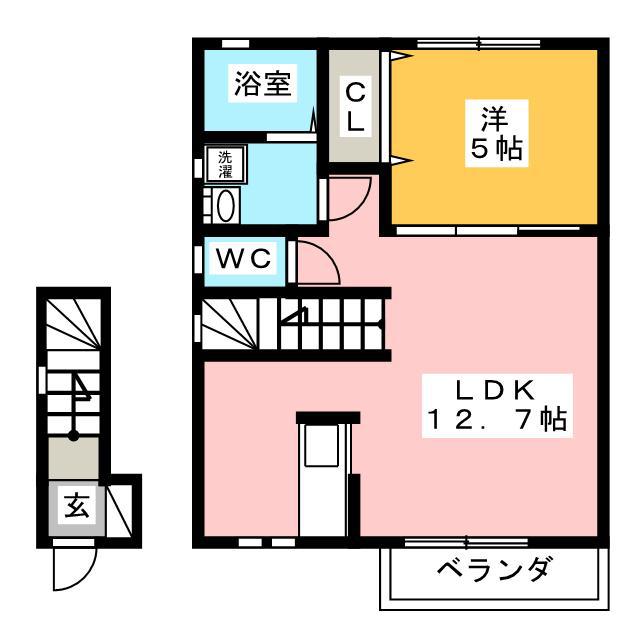 ファミリアM B(1LDK/2階)の間取り写真