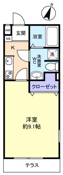 アムールやまもと(1K/1階)の間取り写真