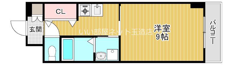 アリビオ夕陽丘(1K/2階)の間取り写真