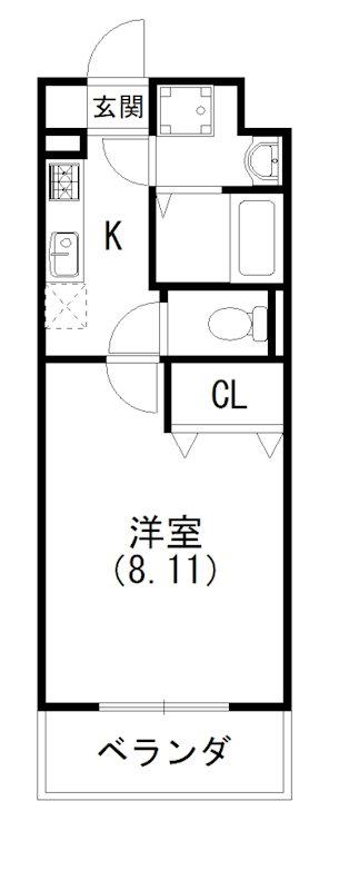 ヴィーガ(1K/2階)の間取り写真