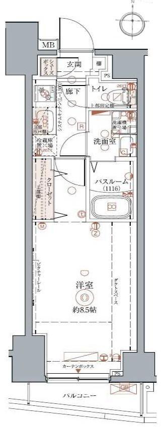 クレヴィスタ光が丘(1K/9階)の間取り写真