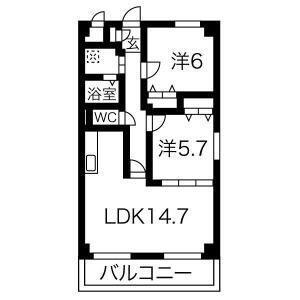 フレンドハイツ城ヶ根(2LDK/3階)の間取り写真